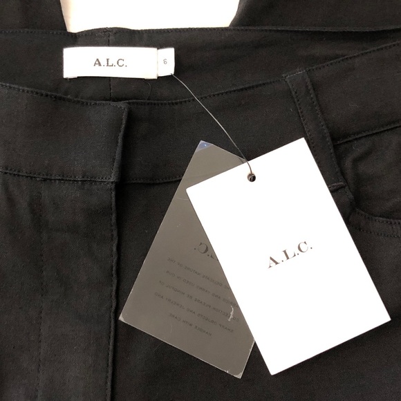 A.L.C Teddy Straight Leg Crop Pant Linen Stretch Blend Black NWT Sz 6 - Picture 6 of 14